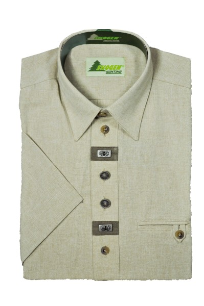 Hemd Chambray 1/2-Arm - mit Zierteil / Beinknopf