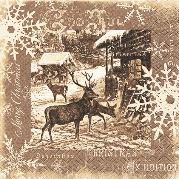 Servietten Hirsch im Winter - 20stk,33x33cm,3-lagig,Zellstof