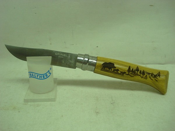 Opinel Messer No 08 - geschnitzt Wildschweinmotiv